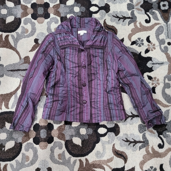 Christopher & Banks Jackets & Blazers - Christopher & Banks Ruched Purple Jacket Sz M